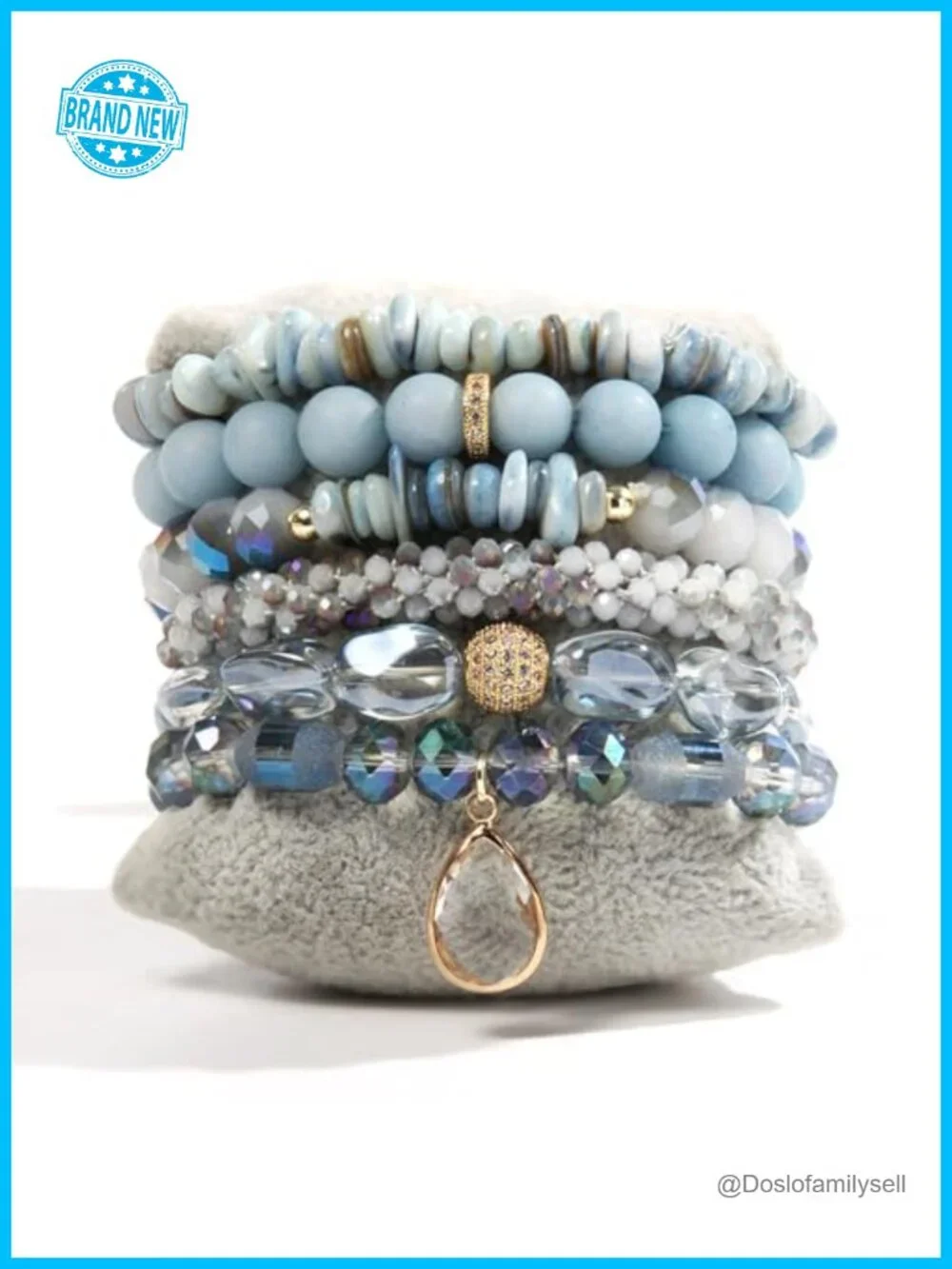 Multilayer Natural Stone Beaded Bracelets Bangle Set Handmade Stretch Boho